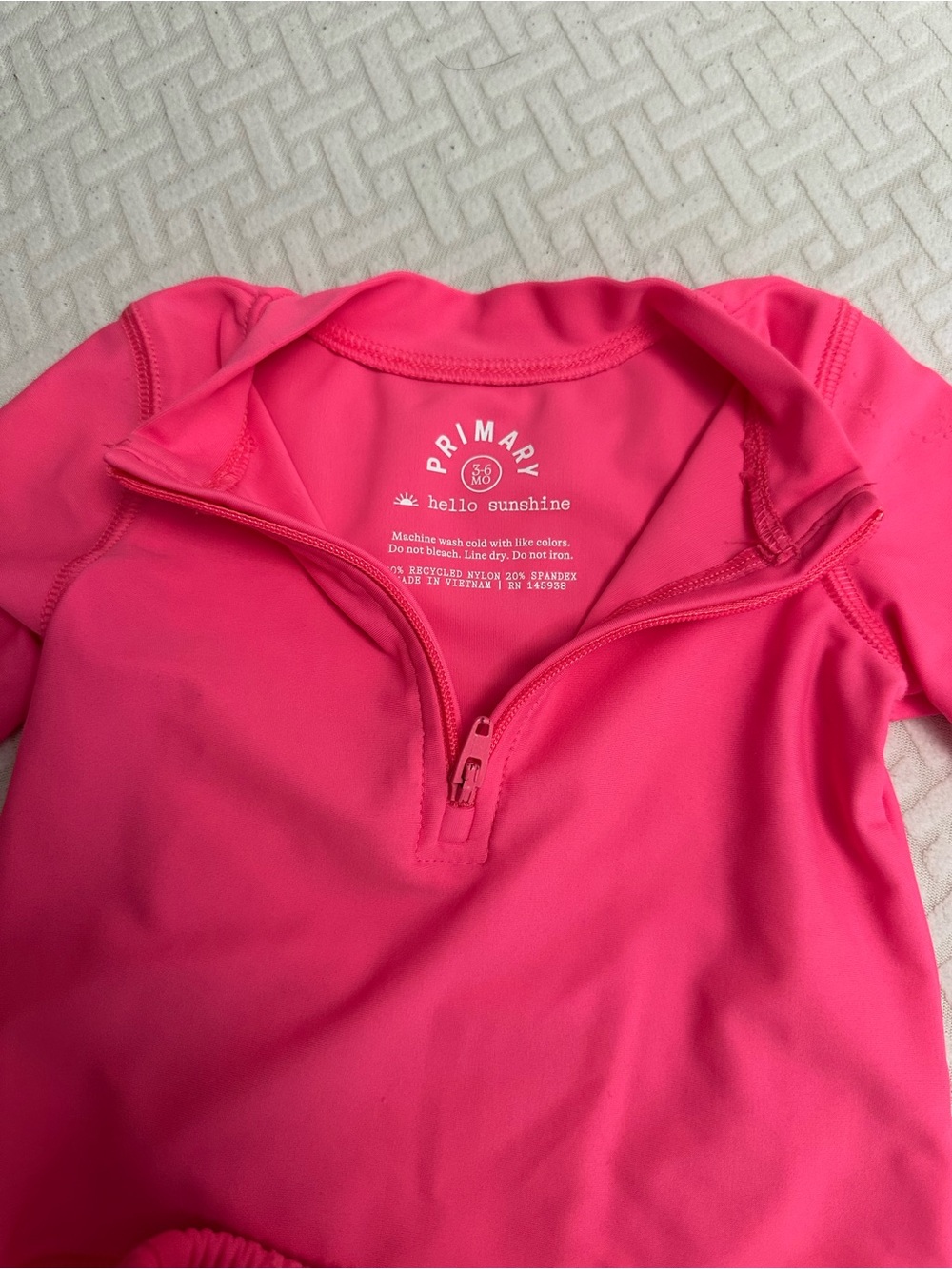 Primary Hello Sunshine Girls' Bright Pink Zip-Front Rash Guard